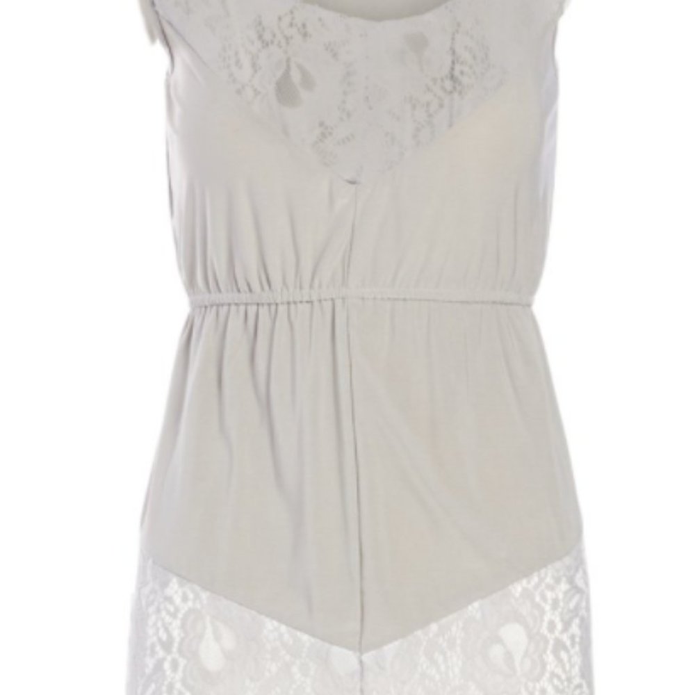 Gray Lace-Panel Sleeveless Dress Women's XL